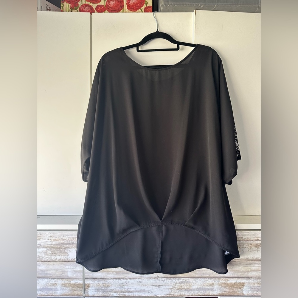 🖤 ALYX Black Lace Sleeve Draped Blouse Top XL Dolman Tunic